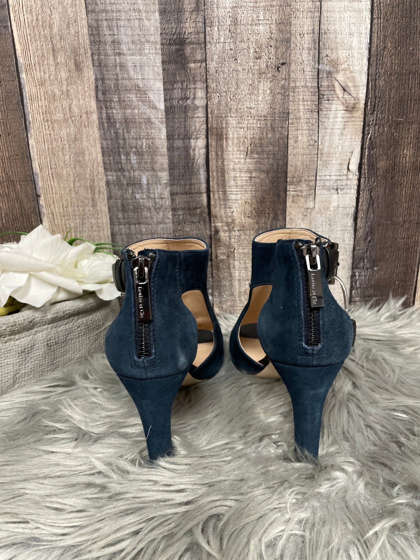 Blue Sandals Heels Stiletto Louise Et Cie, Size 7.5