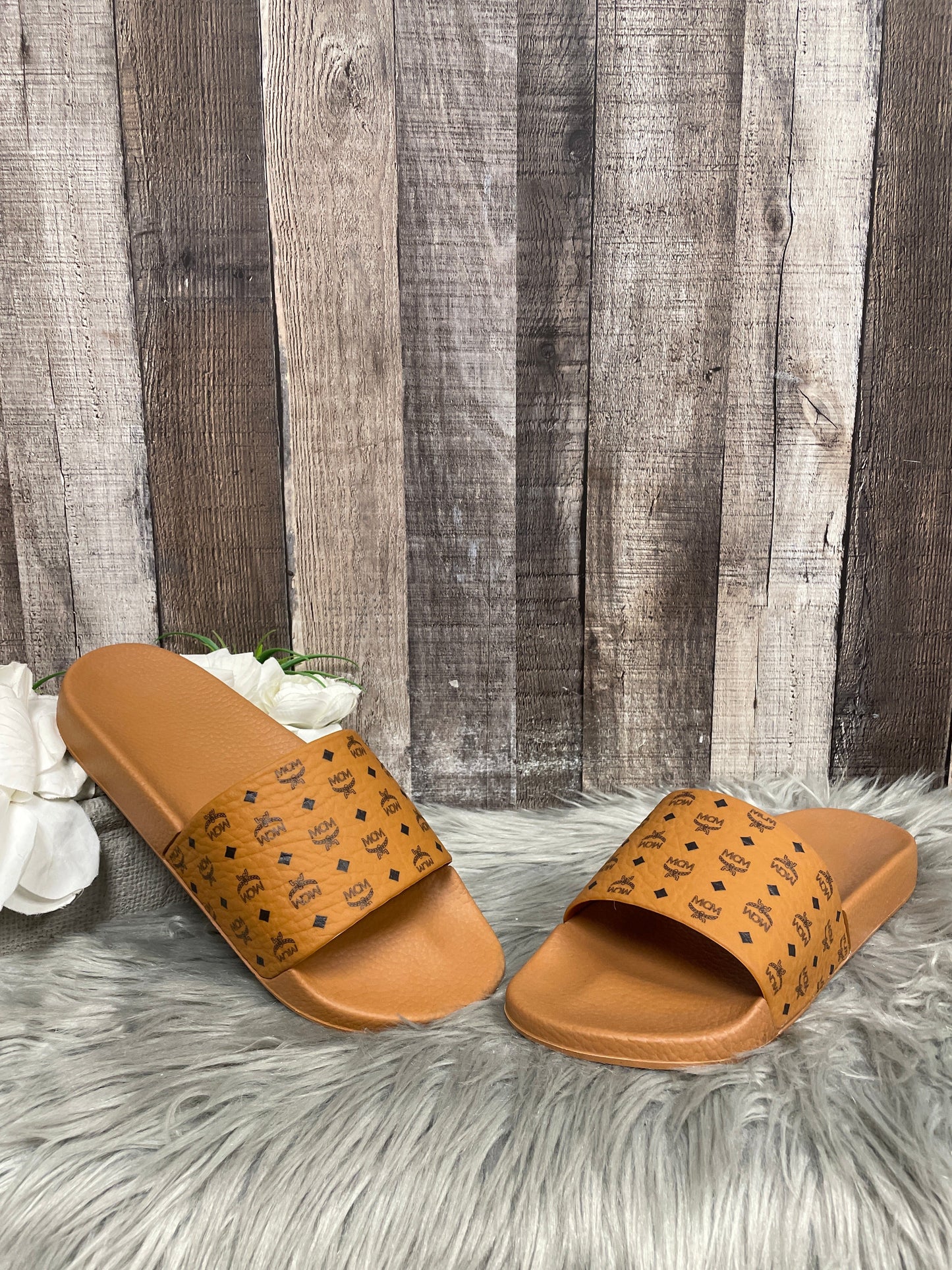 Brown Sandals Luxury Designer Mcm, Size 10