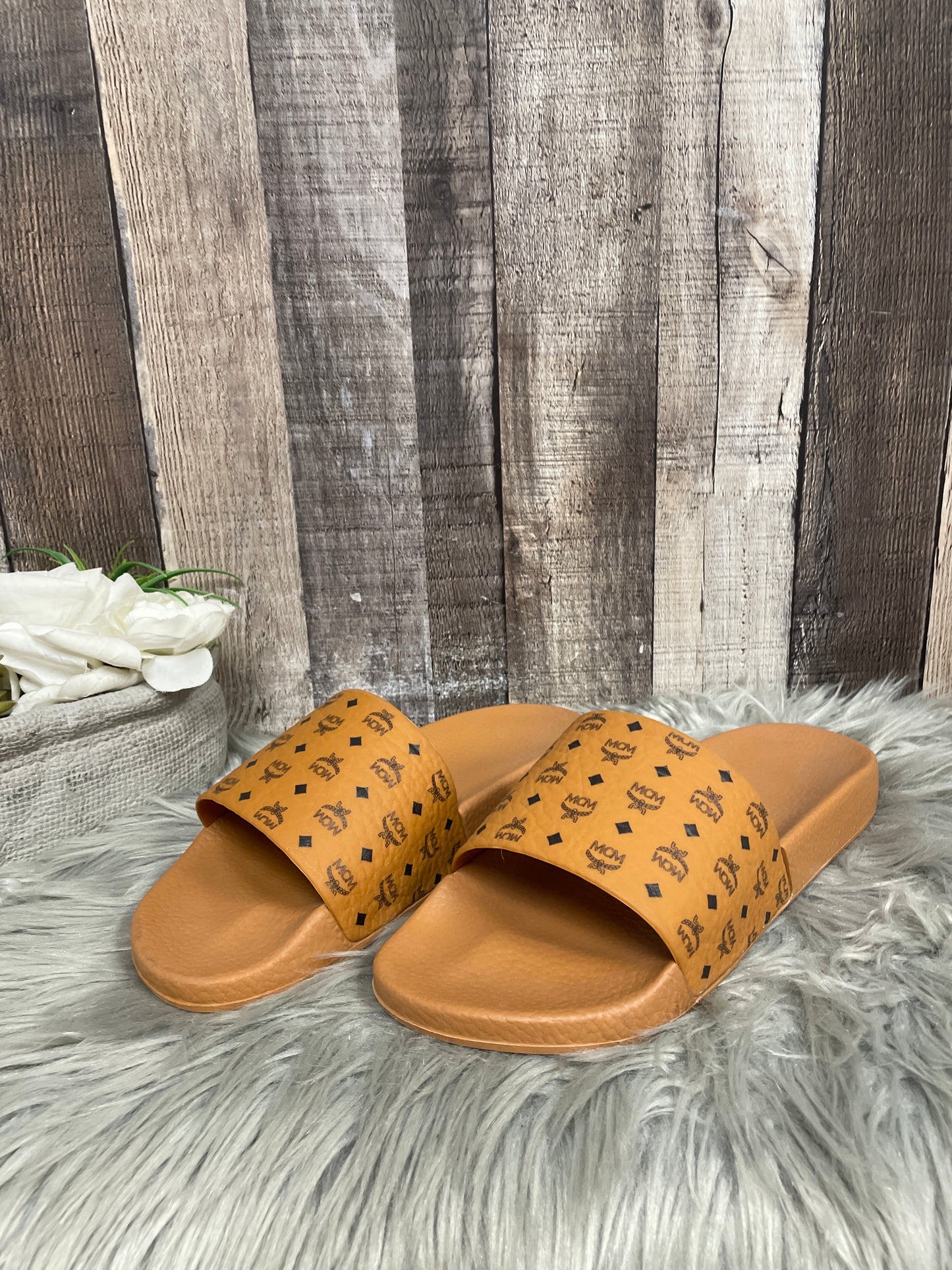 Brown Sandals Luxury Designer Mcm, Size 10