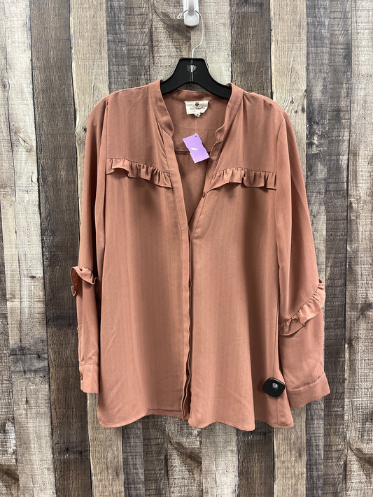 Blouse Long Sleeve By Cme In Brown, Size: S