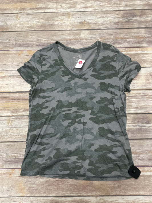 Camouflage Print Top Short Sleeve Universal Thread, Size M