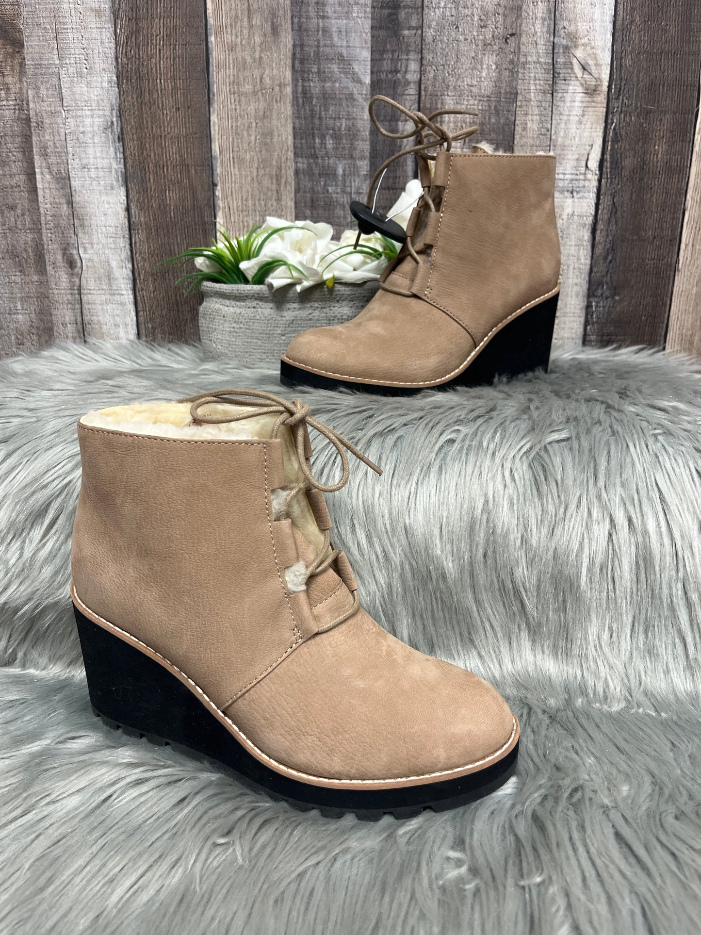 Tan Boots Ankle Heels Eileen Fisher, Size 8