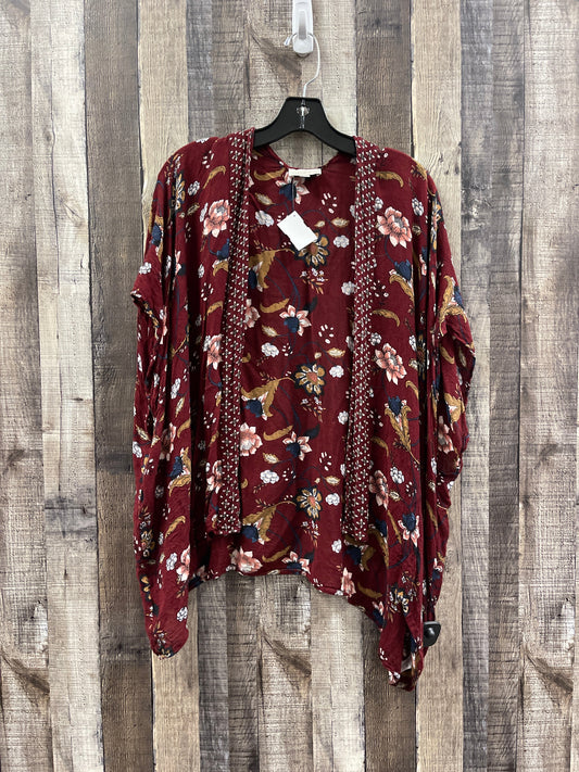 Cardigan By Loft In Floral Print, Size: Onesize