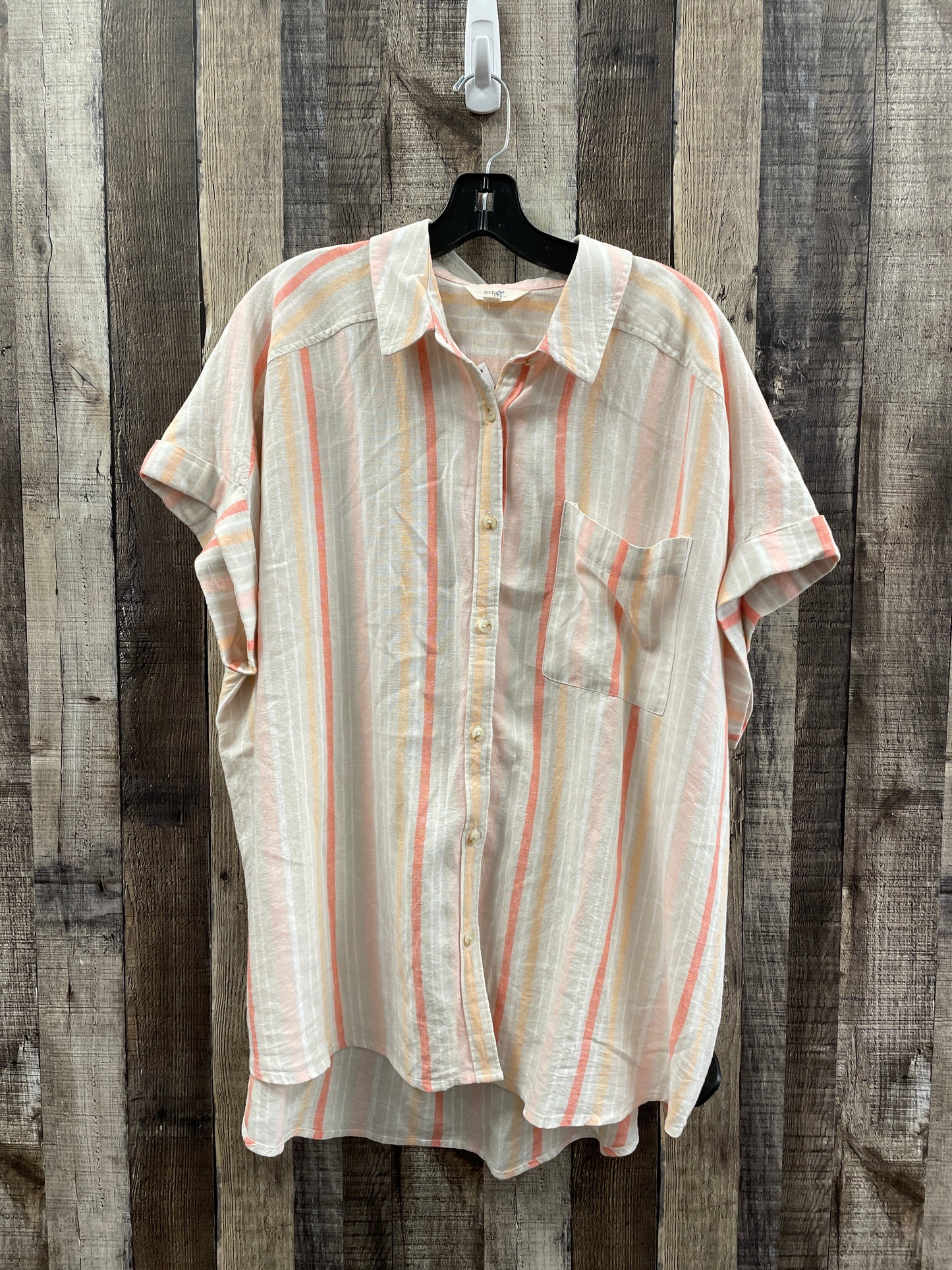 Top Short Sleeve By Terra & Sky In Striped Pattern, Size: 1x