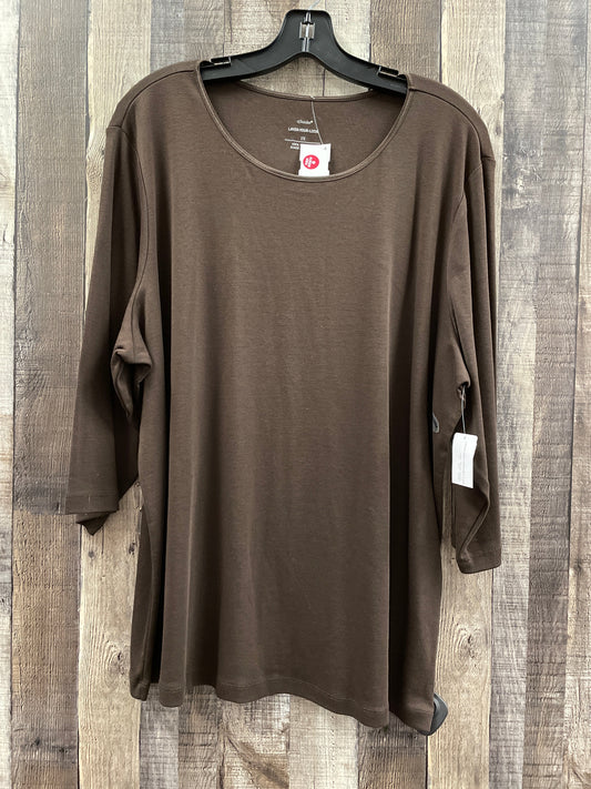 Top Long Sleeve By Cj Banks In Brown, Size: 2x