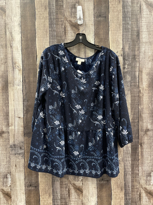 Top 3/4 Sleeve By Style And Company In Navy, Size: 2x