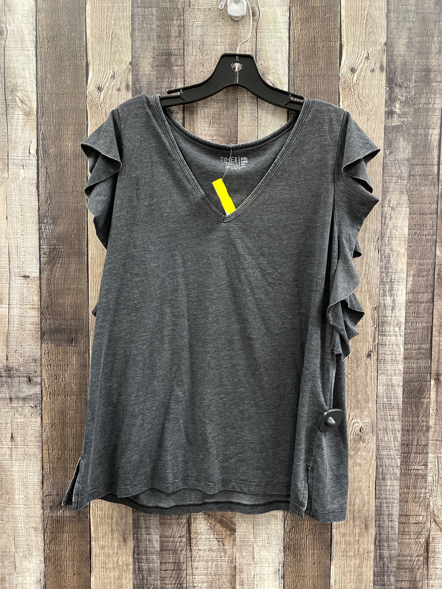 Top Short Sleeve By Time And Tru In Grey, Size: 2x