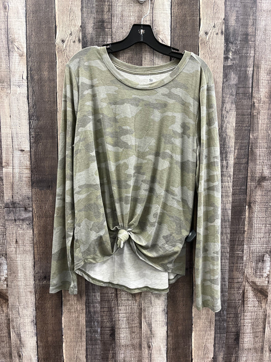 Top Long Sleeve By So In Camouflage Print, Size: Xxl