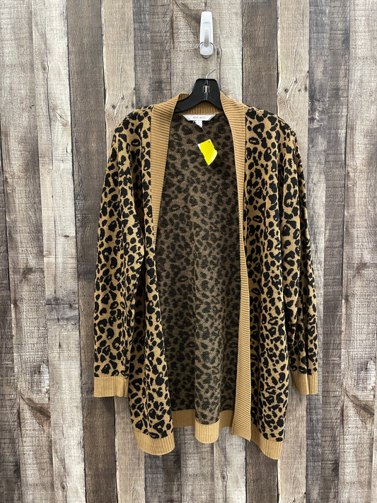 Sweater Cardigan By Nine West In Animal Print, Size: L