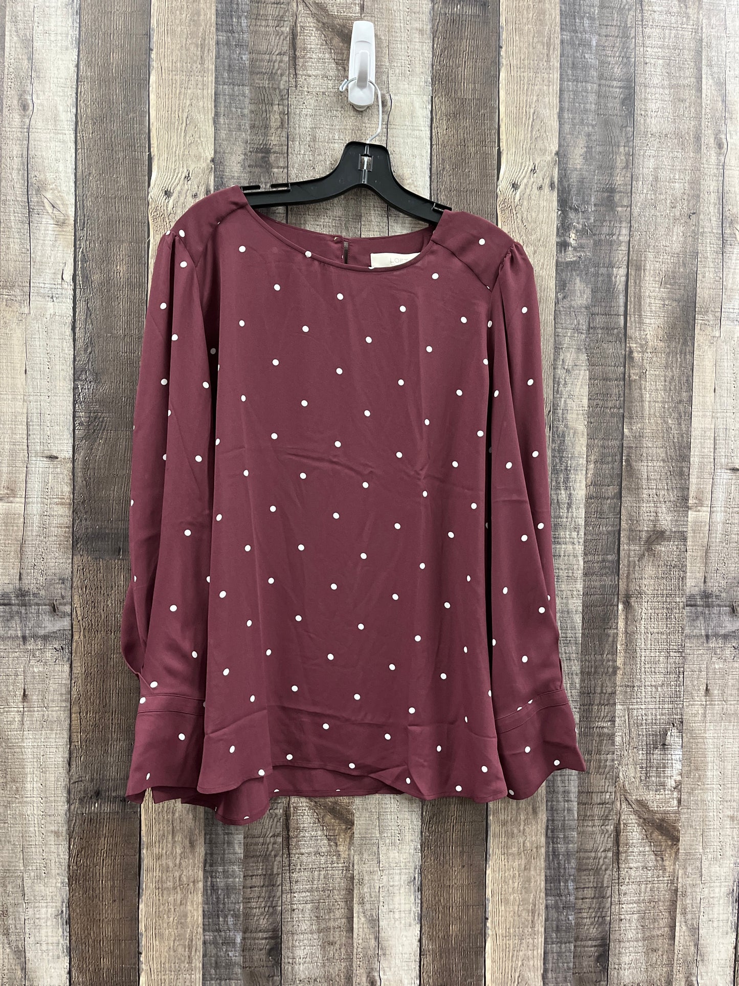 Blouse Long Sleeve By Loft In Polkadot Pattern, Size: Xl