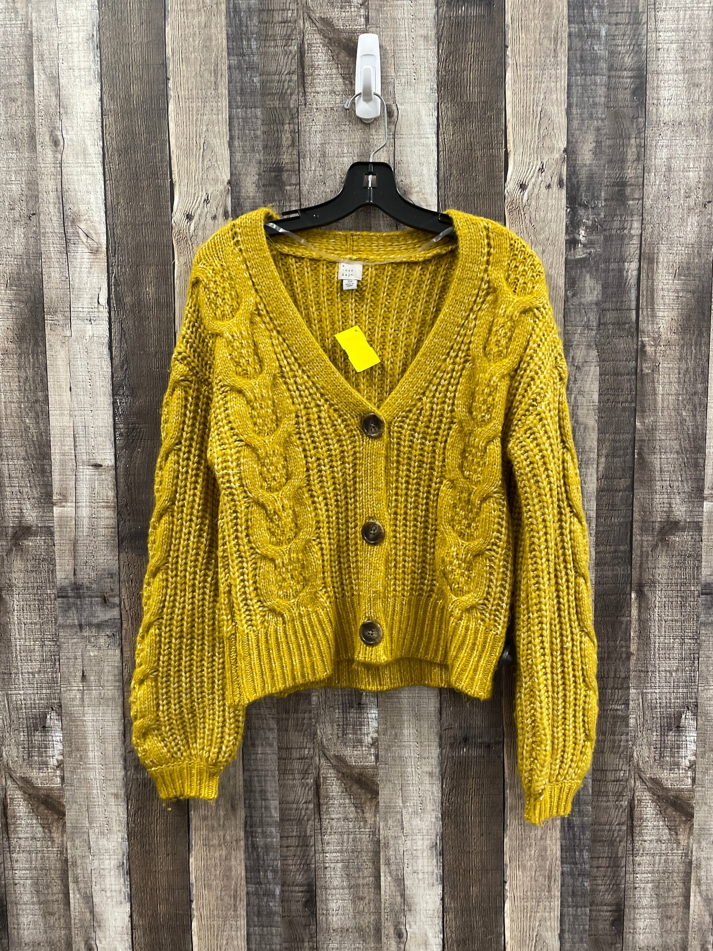 Sweater Cardigan By A New Day In Yellow, Size: Xs