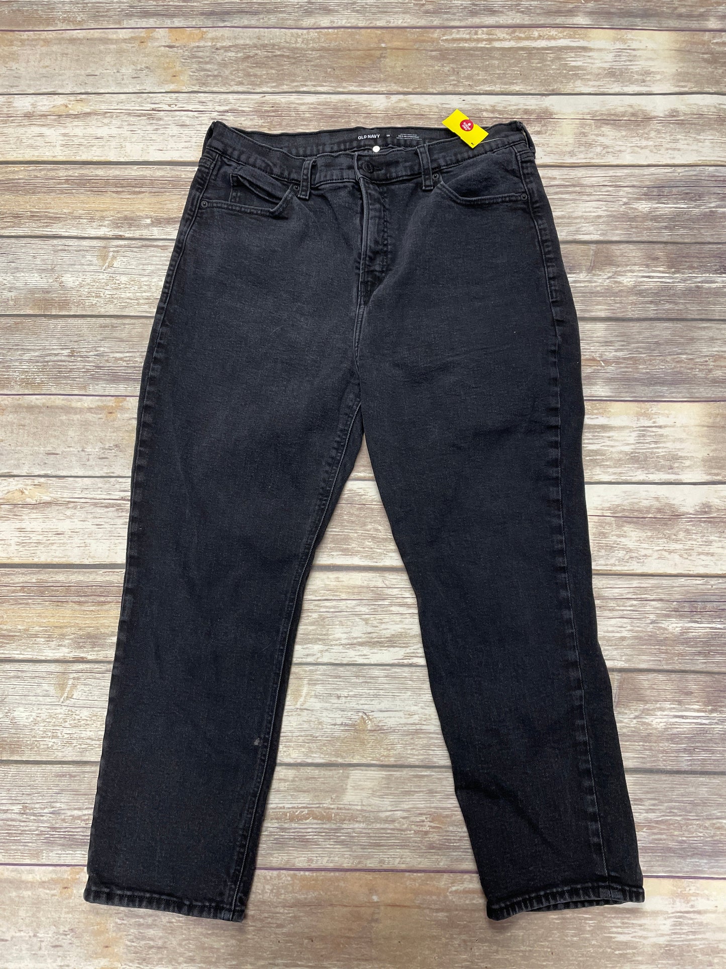 Jeans Straight By Old Navy In Black Denim, Size: 18