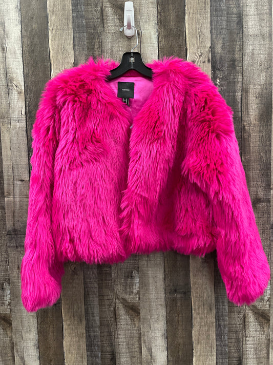 Jacket Faux Fur & Sherpa By Forever 21 In Pink, Size: M