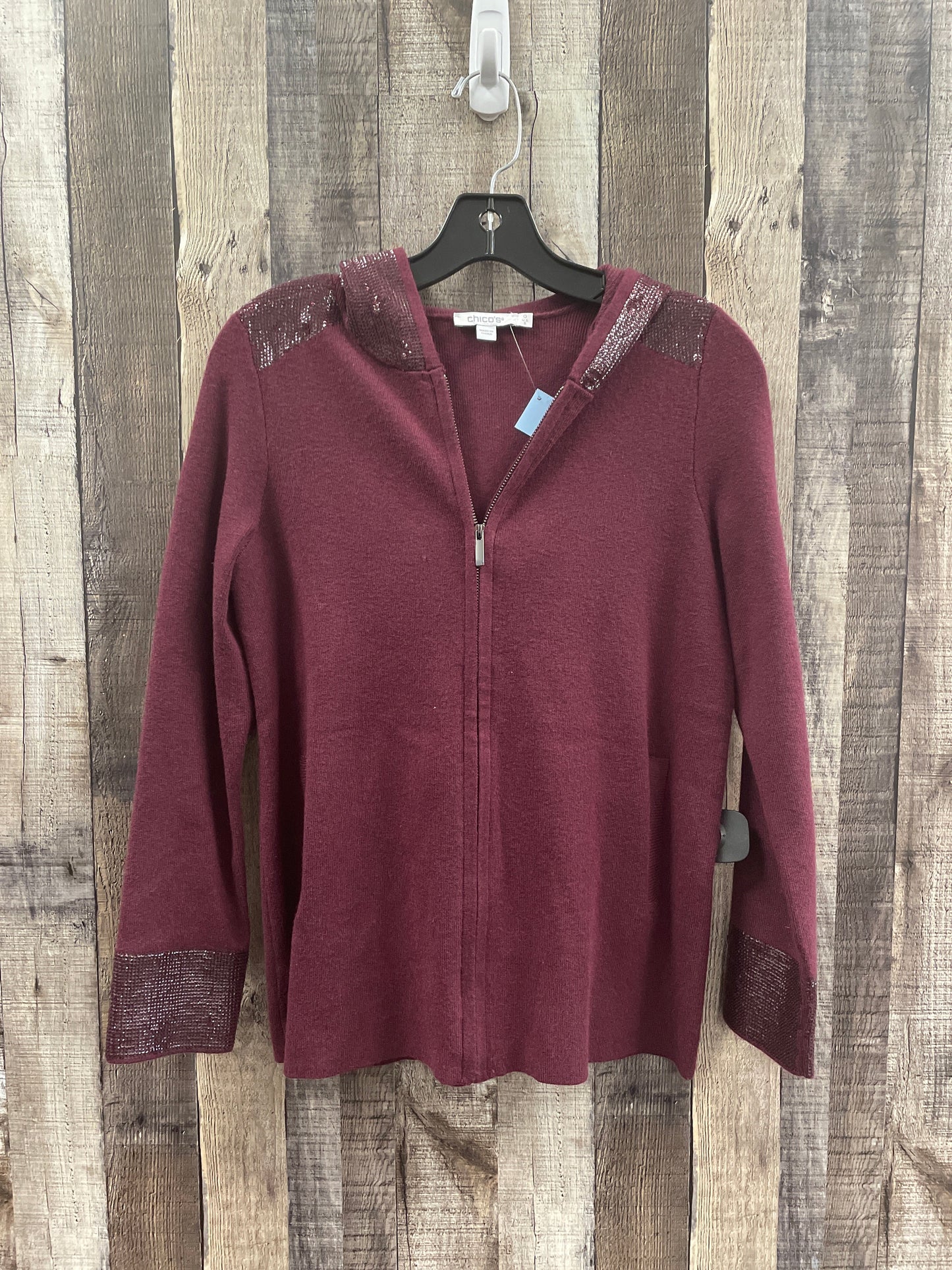 Sweater Cardigan By Chicos In Maroon, Size: S