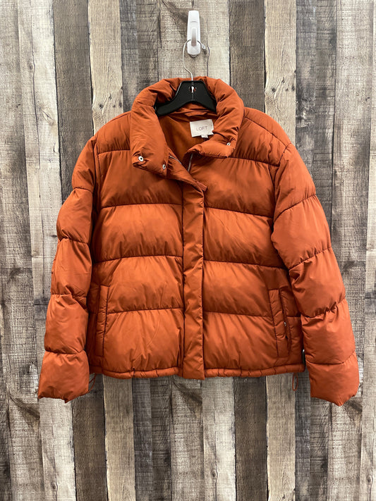 Coat Puffer & Quilted By Loft In Orange, Size: M