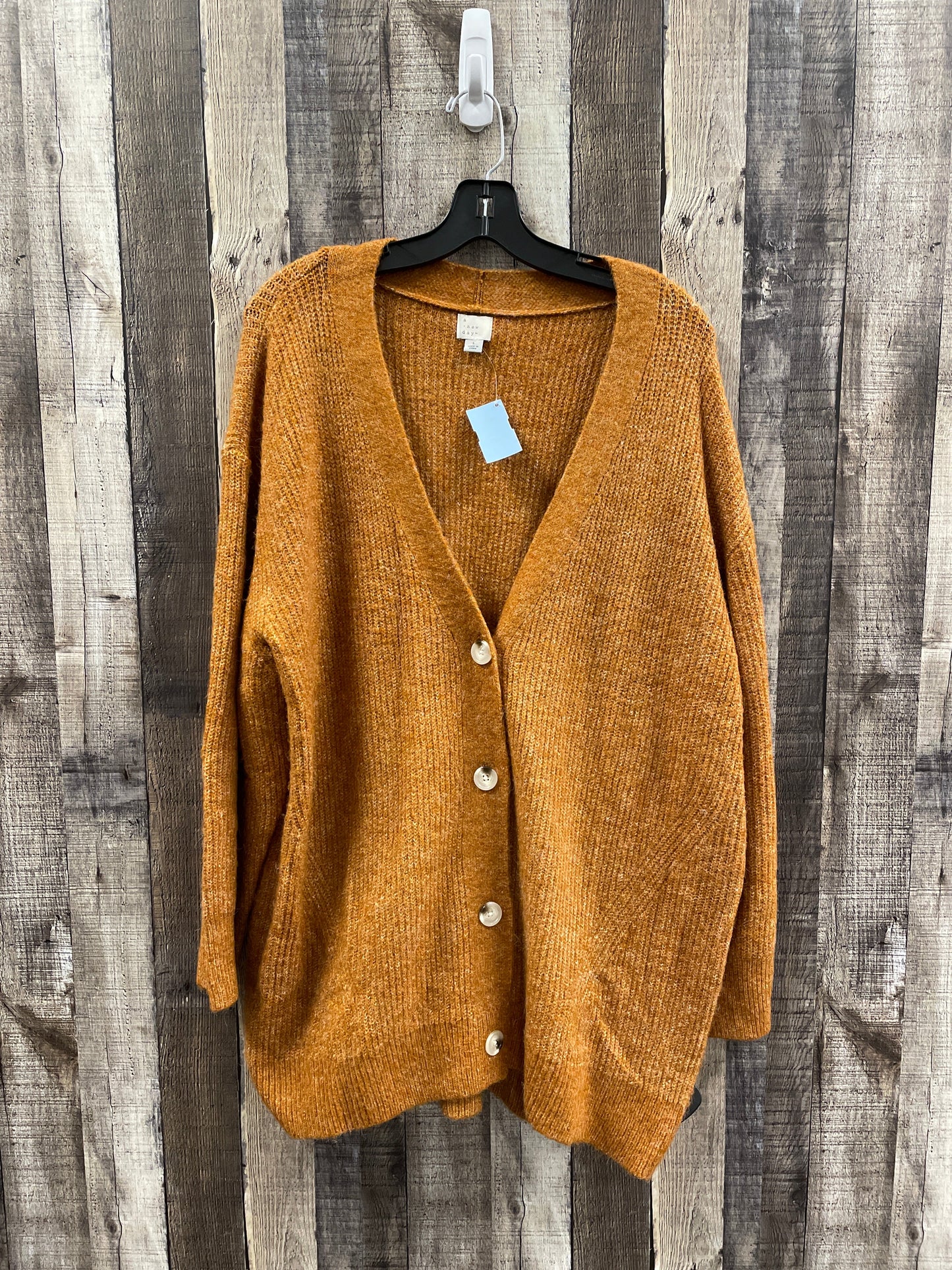 Sweater Cardigan By A New Day In Orange, Size: L