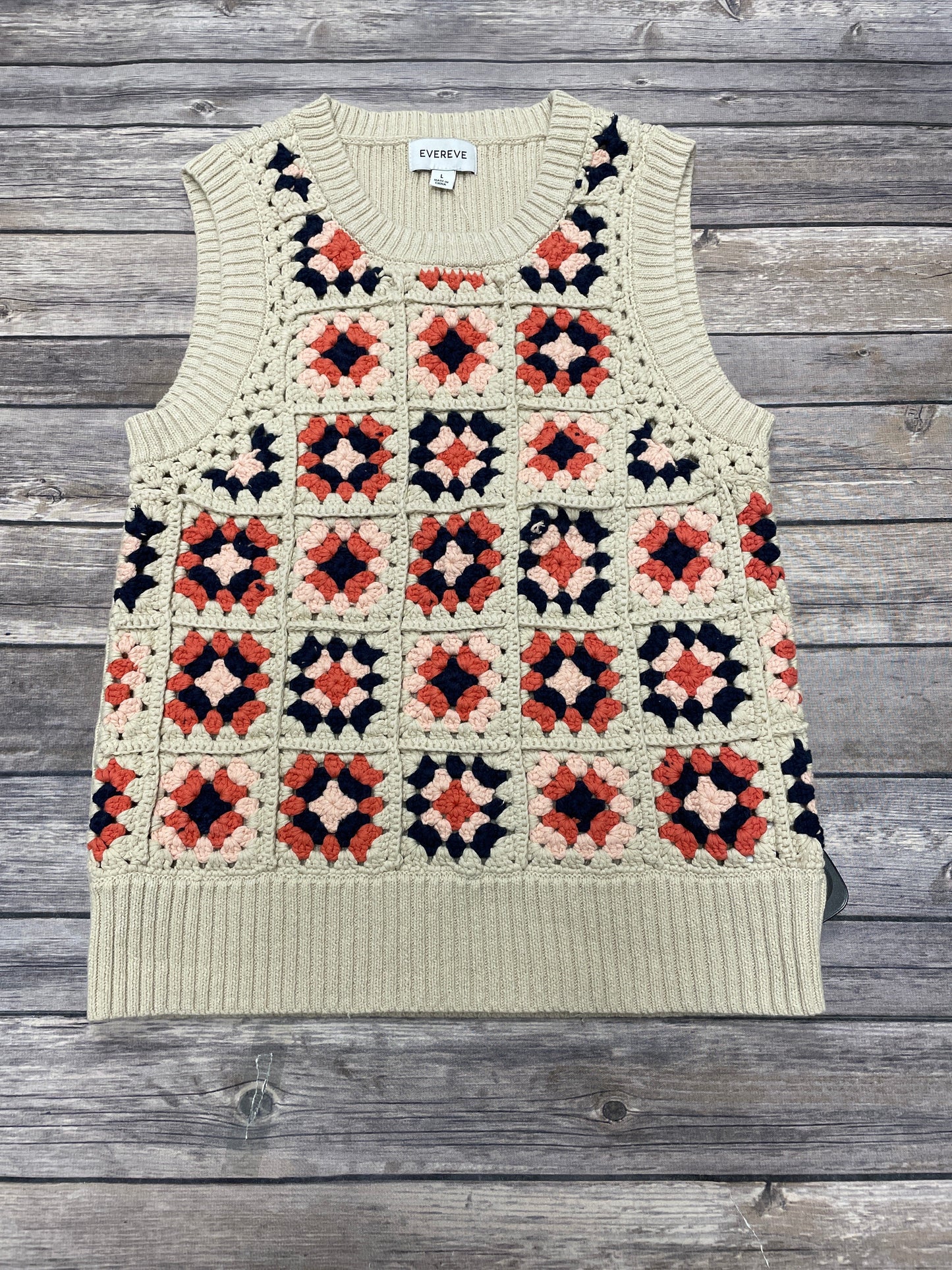 Vest Sweater By Evereve In Multi-colored, Size: L