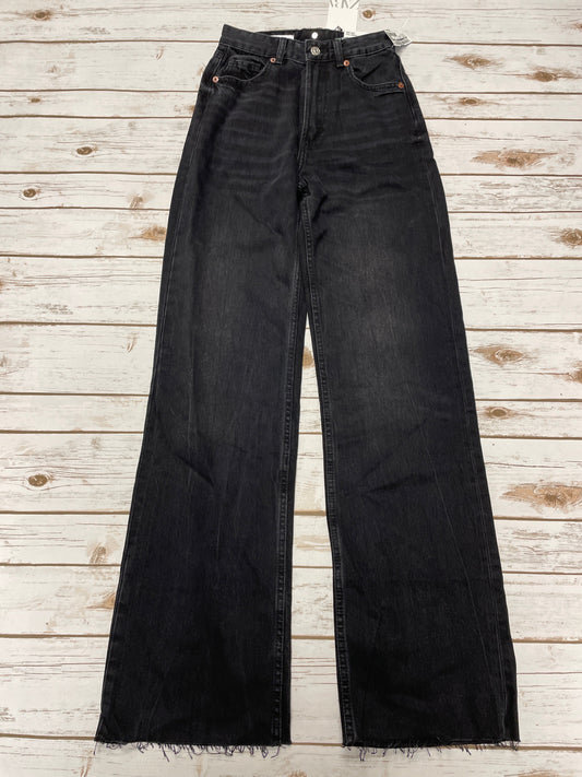 Jeans Wide Leg By Zara In Black Denim, Size: 0