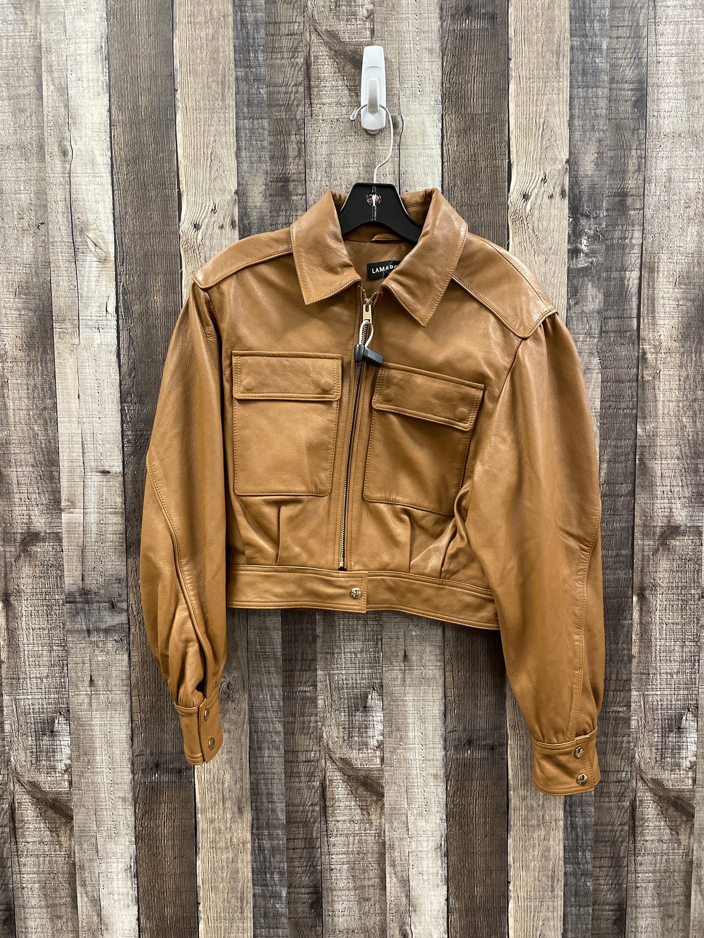 Jacket Leather By Lamarque In Brown, Size: M