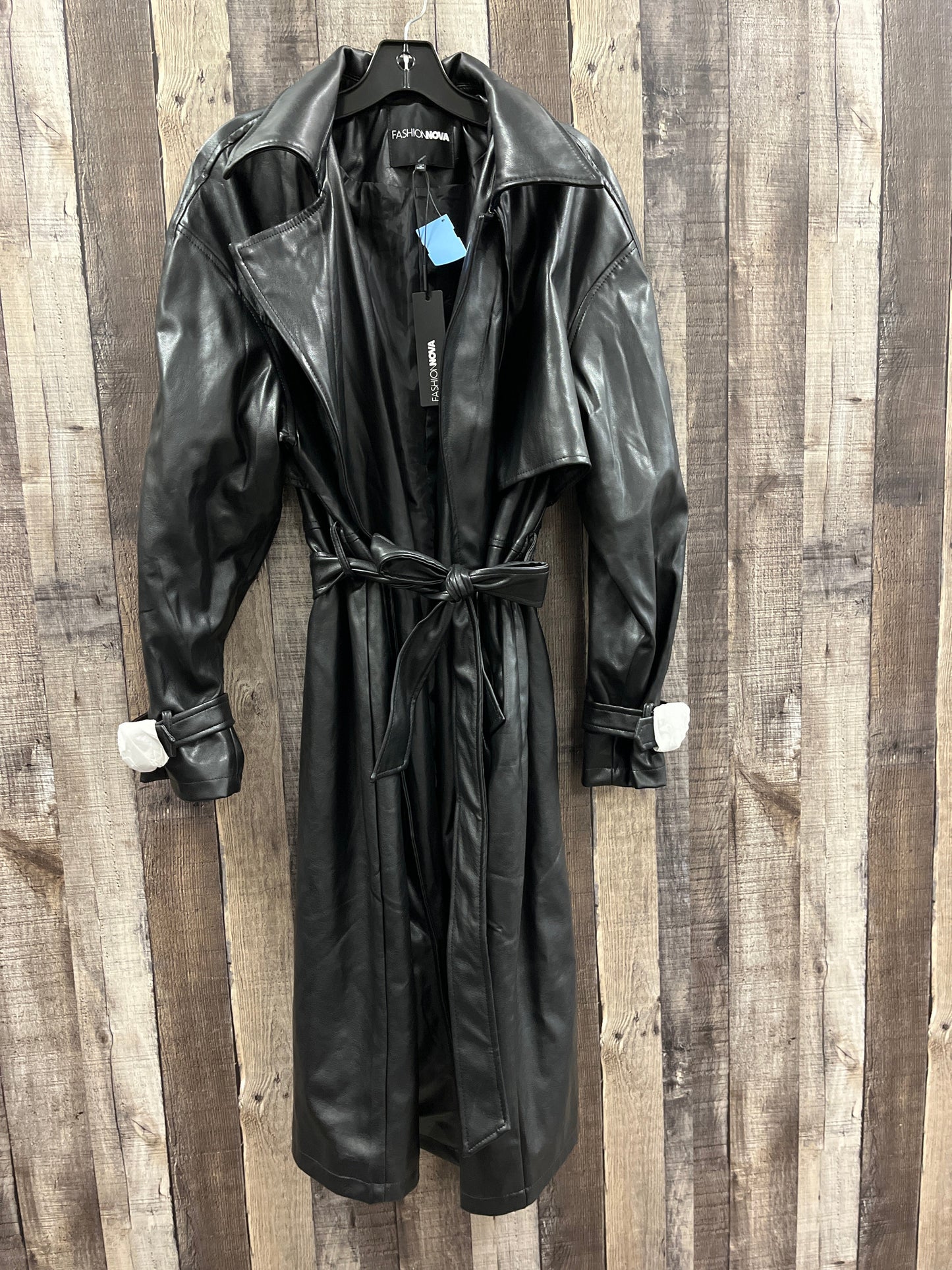 Coat Trench Coat By Fashion Nova In Black, Size: 1x