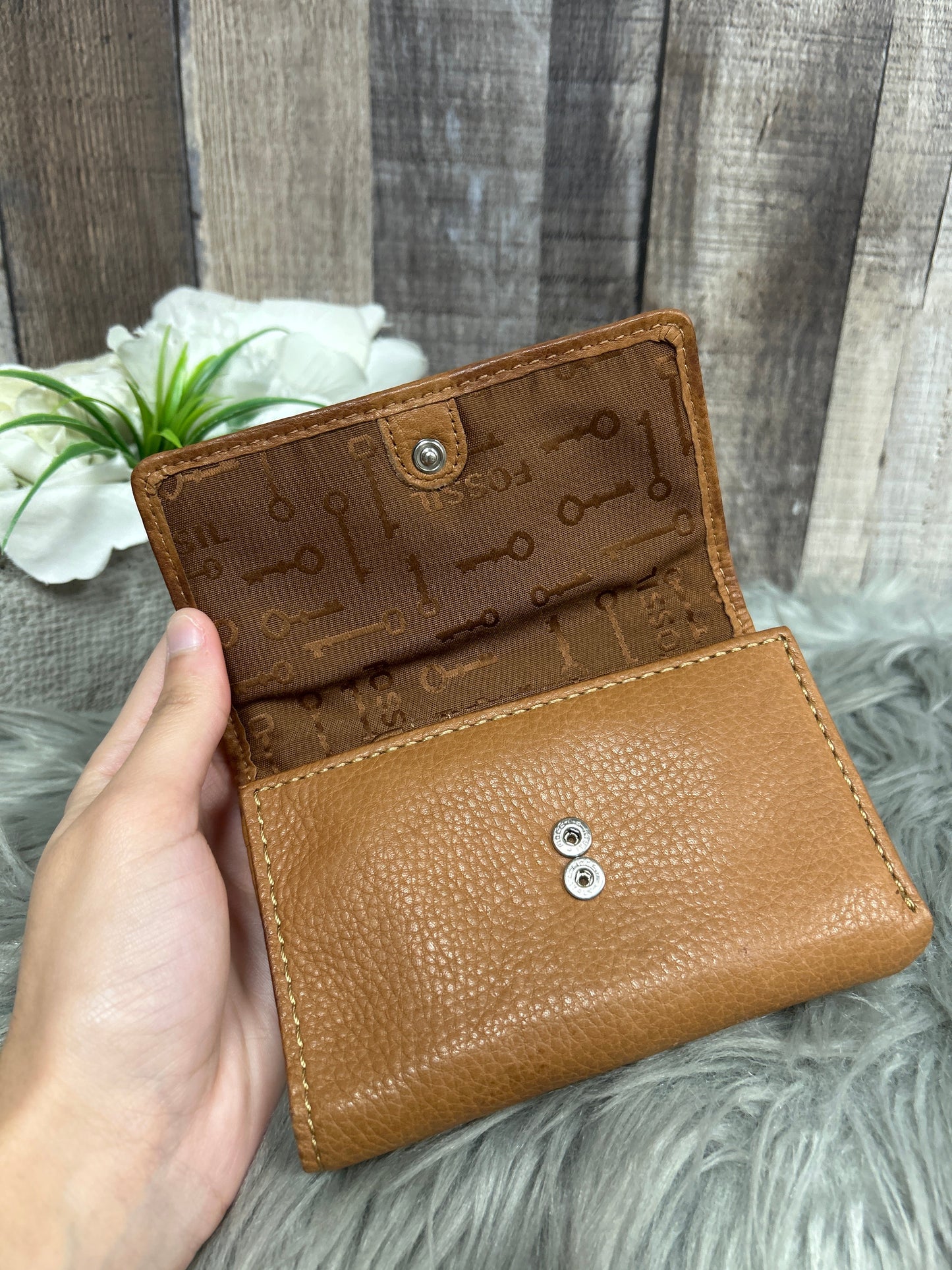 Wallet Leather By Fossil, Size: Small