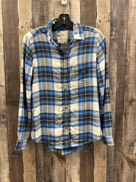 Top Long Sleeve By American Eagle In Plaid Pattern, Size: Xs