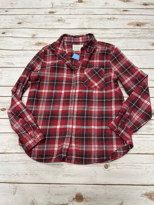 Top Long Sleeve By Aeropostale In Plaid Pattern, Size: M