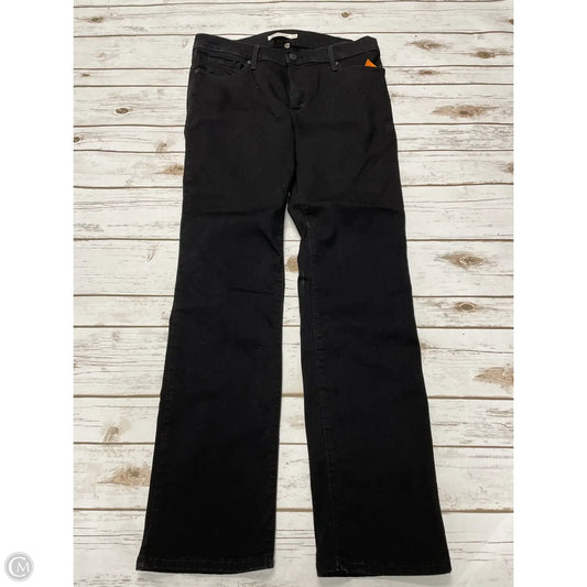 Jeans Straight By Levis In Black Denim, Size: 14