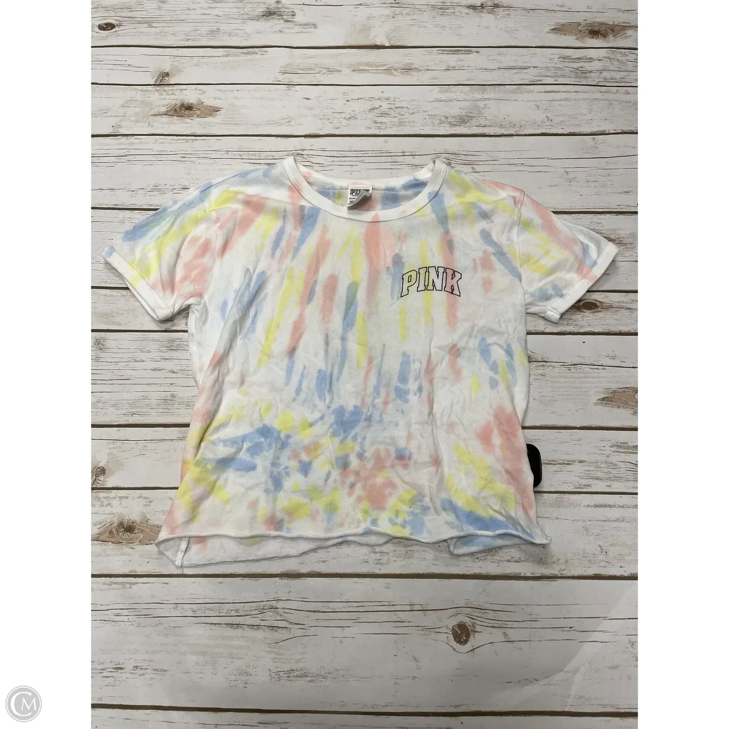 Top Short Sleeve Basic By Pink In Tie Dye Print, Size: Xs