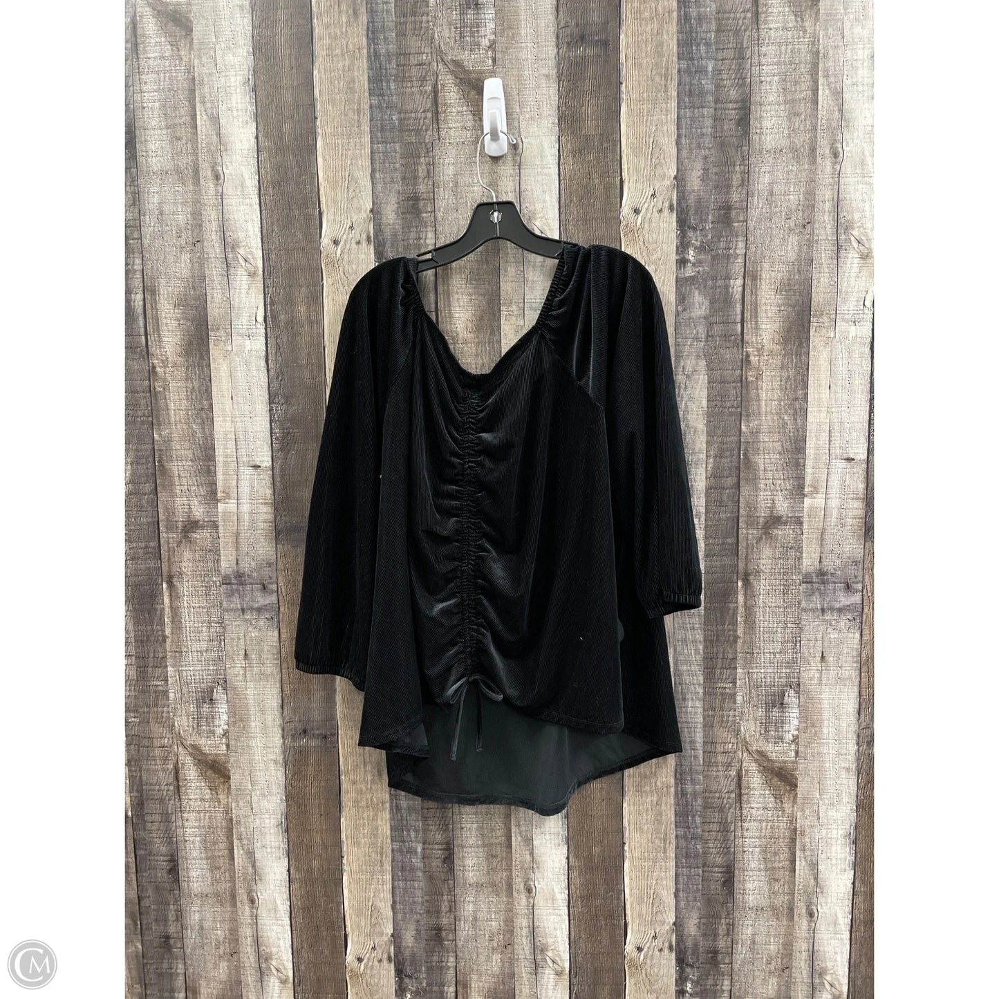 Top Long Sleeve By Cato In Black, Size: 4x