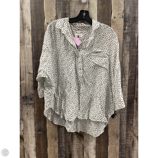 Top 3/4 Sleeve By Loft In Black & White, Size: L