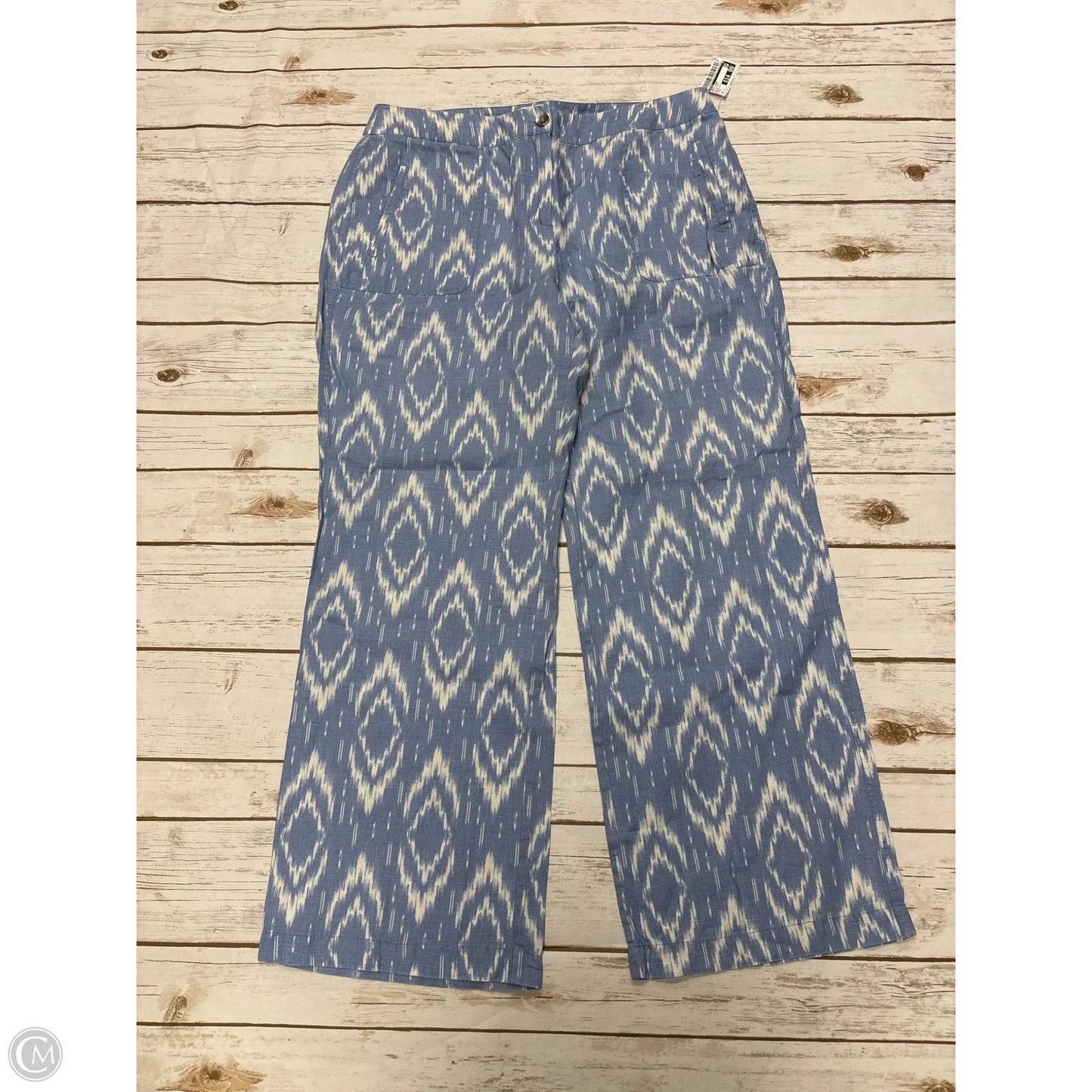 Pants Linen By Chicos In Blue & White, Size: M