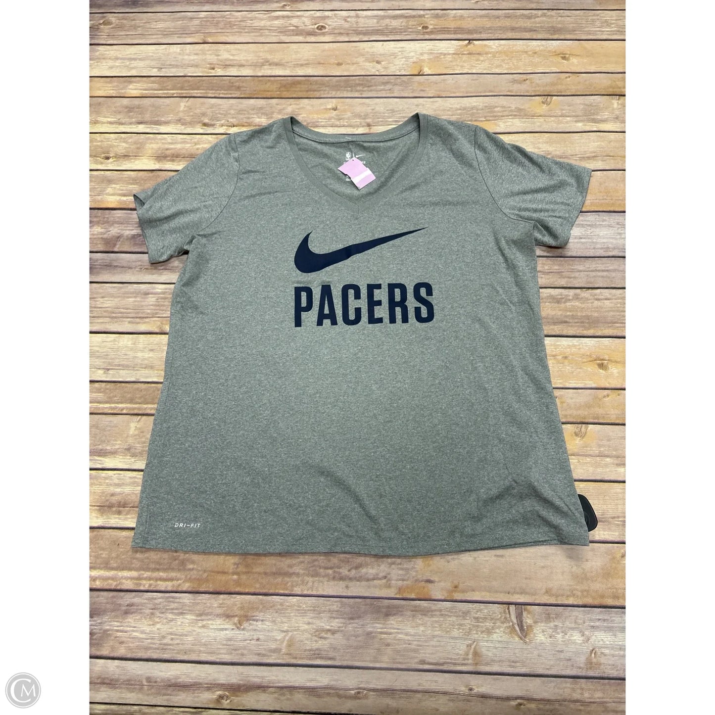 Athletic Top Short Sleeve By Nike In Grey, Size: Xl