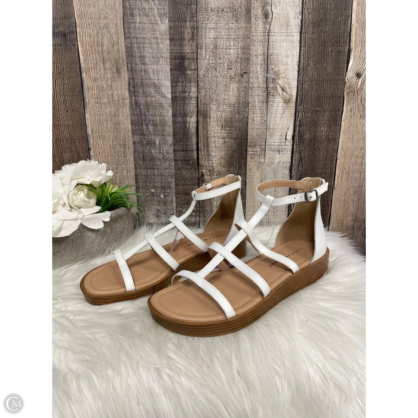 Sandals Heels Block By Lucky Brand In White, Size: 8