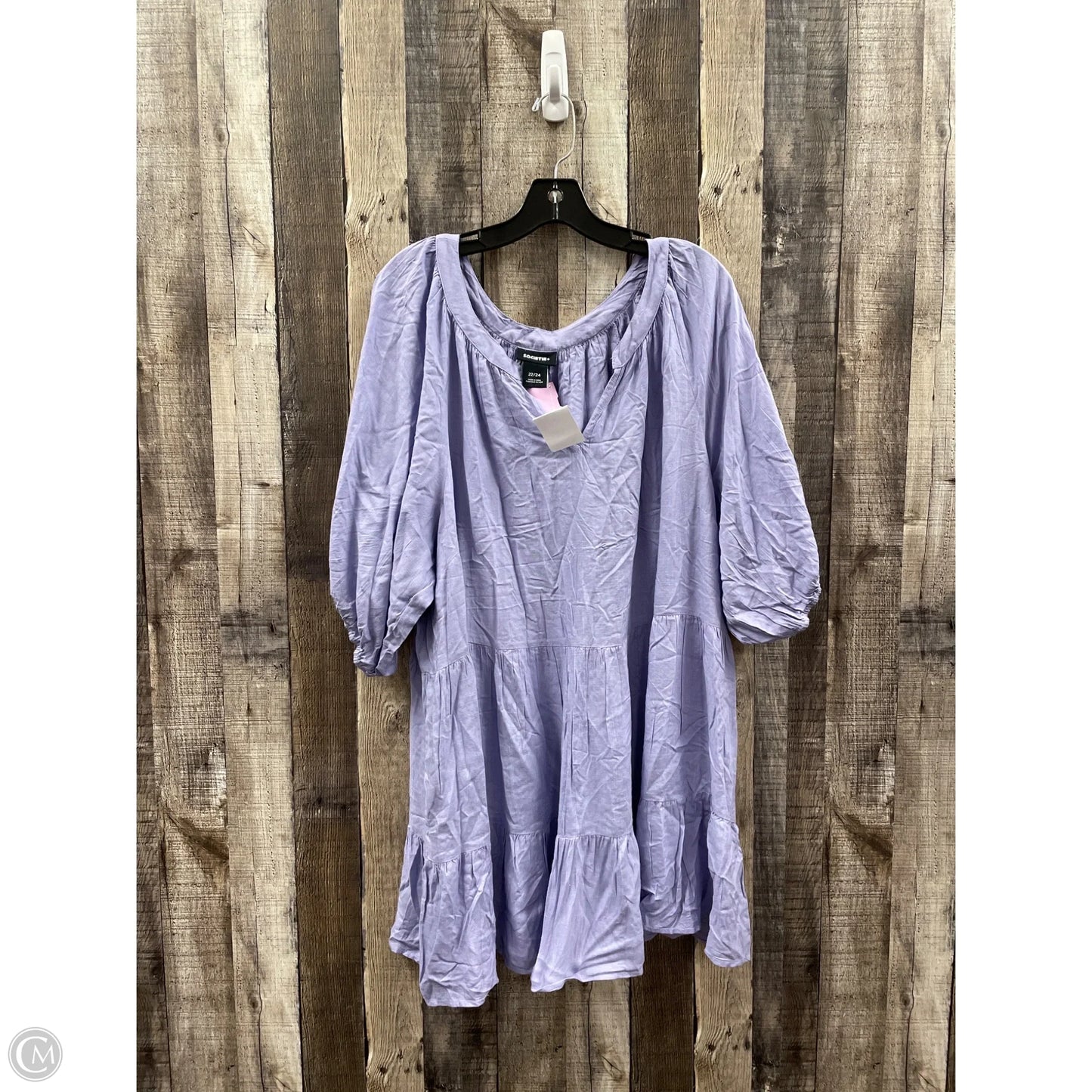 Tunic Short Sleeve By Cme In Purple, Size: 3x