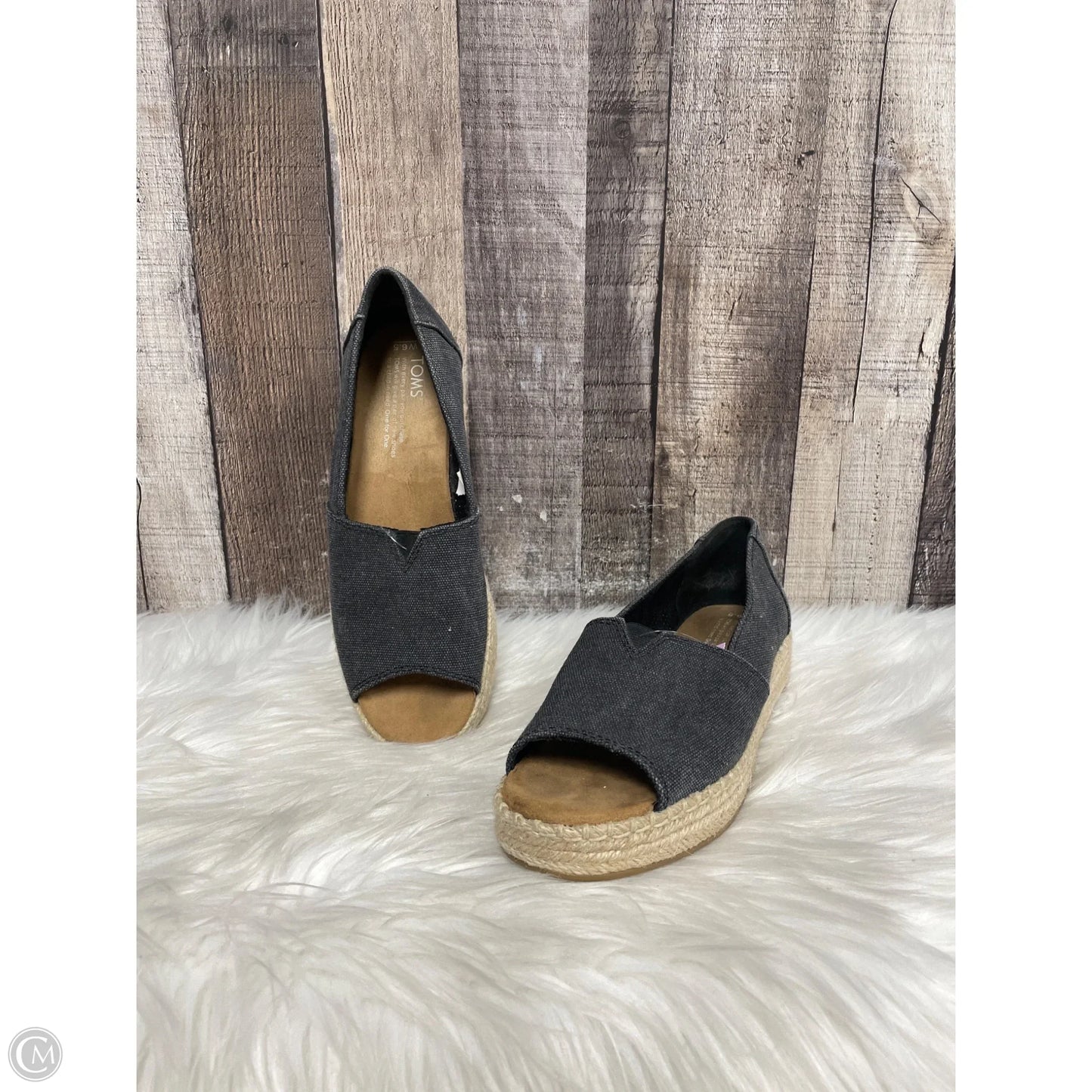 Sandals Heels Wedge By Toms In Black, Size: 6.5