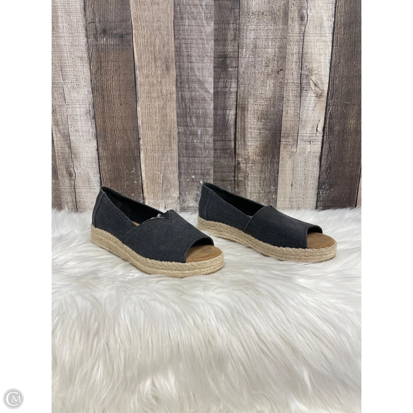 Sandals Heels Wedge By Toms In Black, Size: 6.5