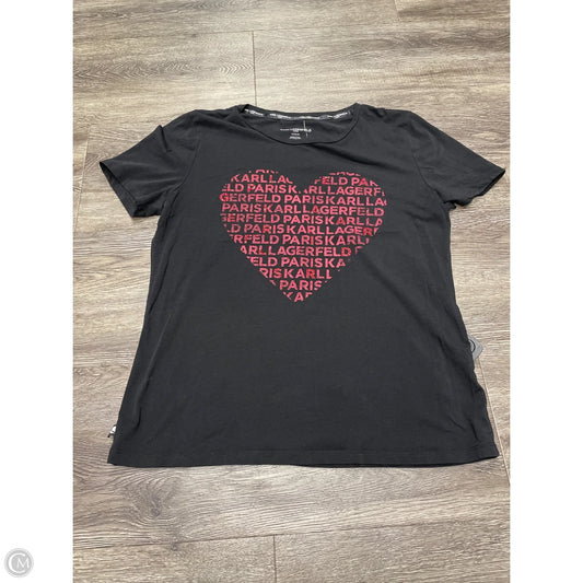 Top Short Sleeve Designer By Karl Lagerfeld In Black & Red, Size: M