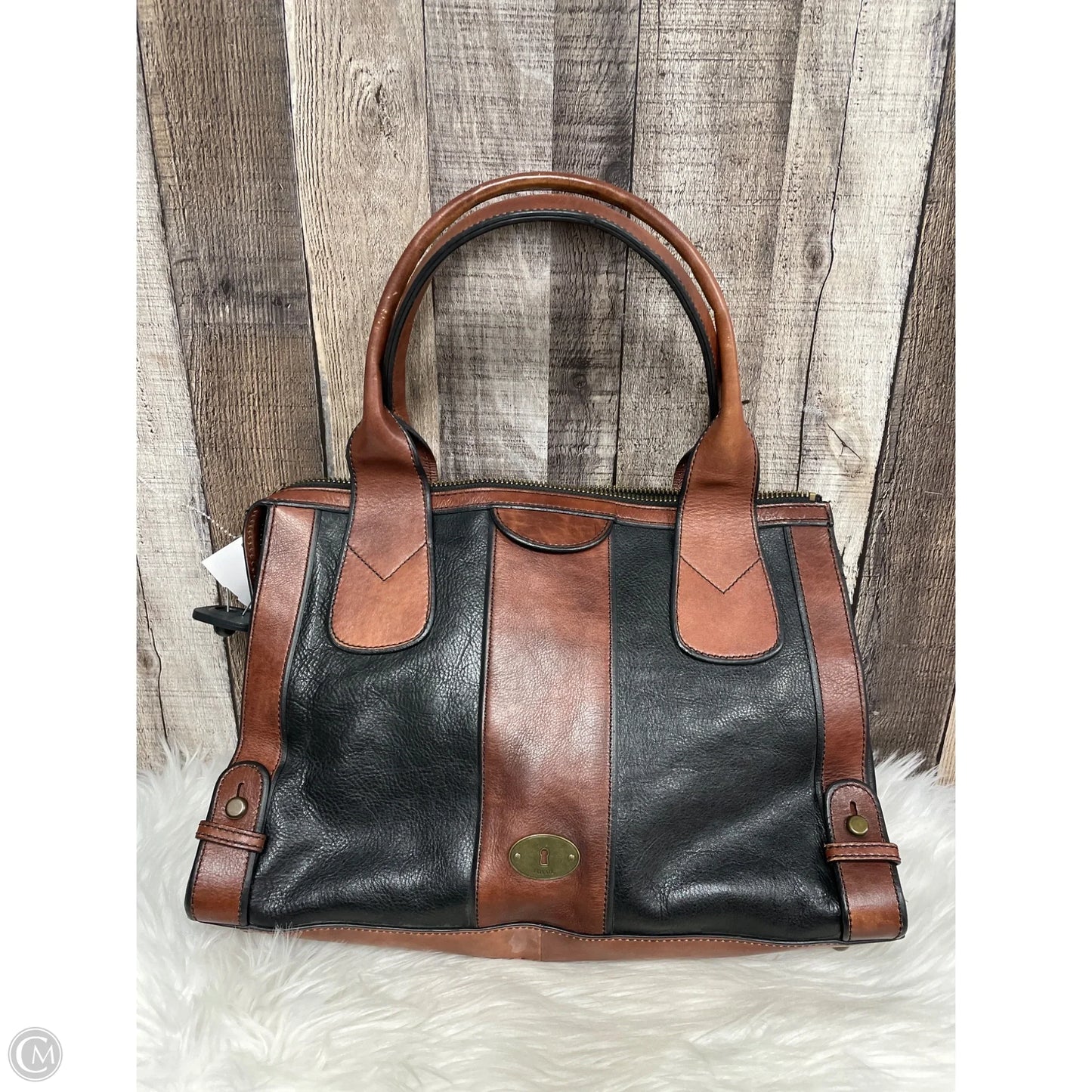 Handbag Leather By Fossil, Size: Large