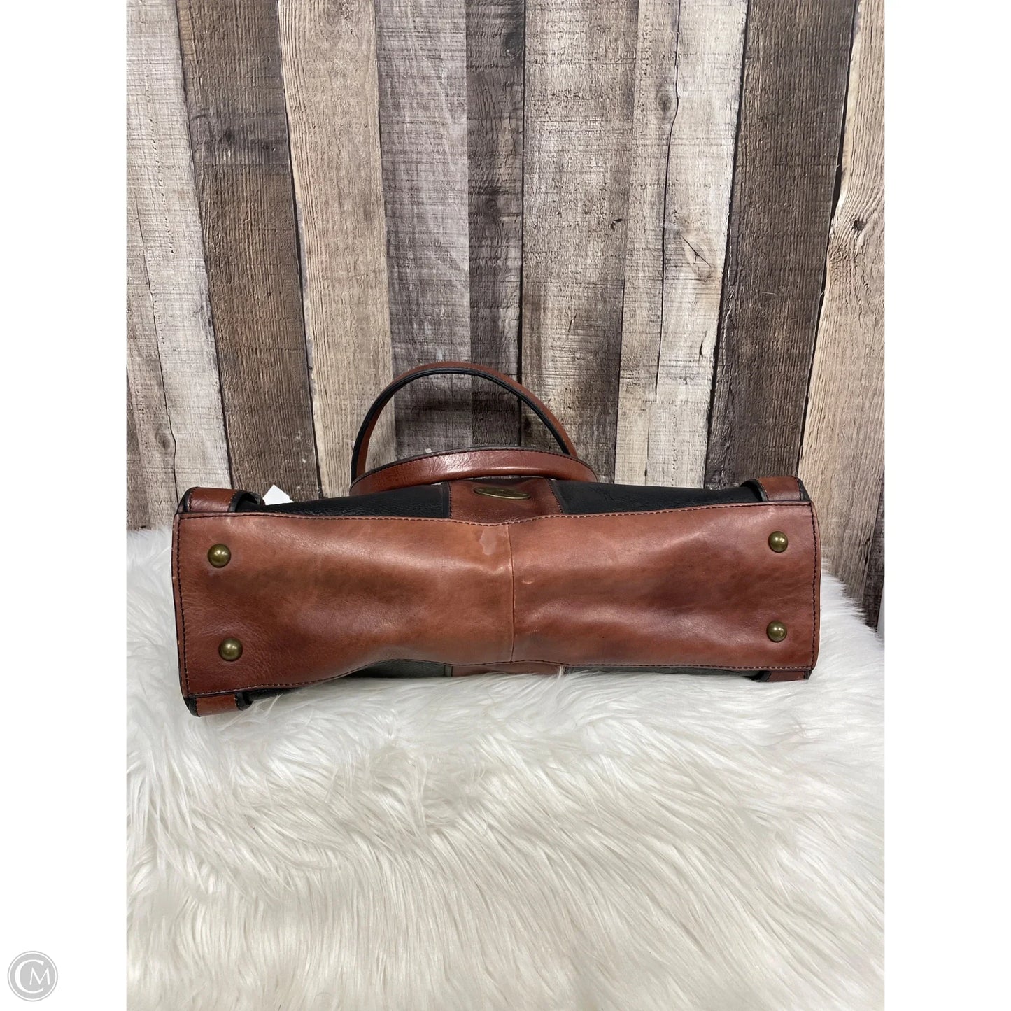 Handbag Leather By Fossil, Size: Large