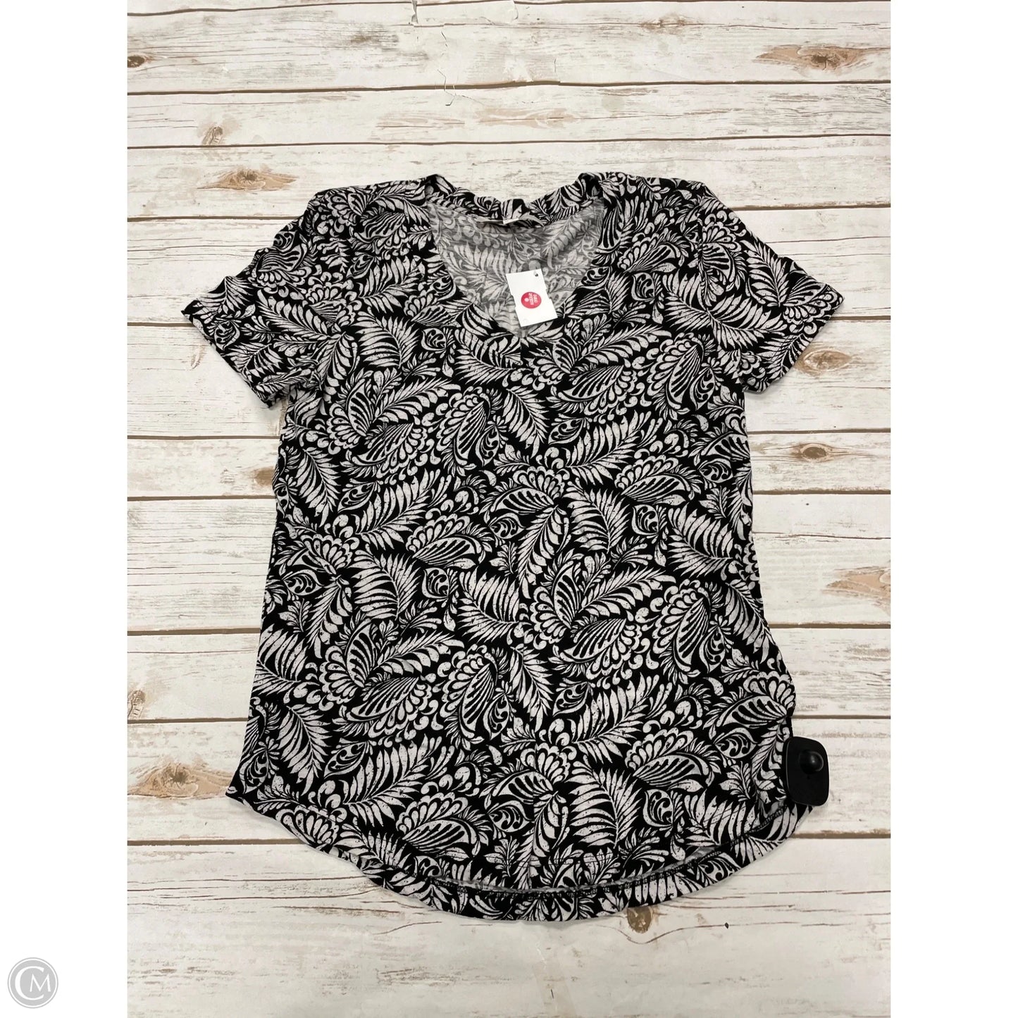 Top Short Sleeve By Loft In Black & White, Size: Xs