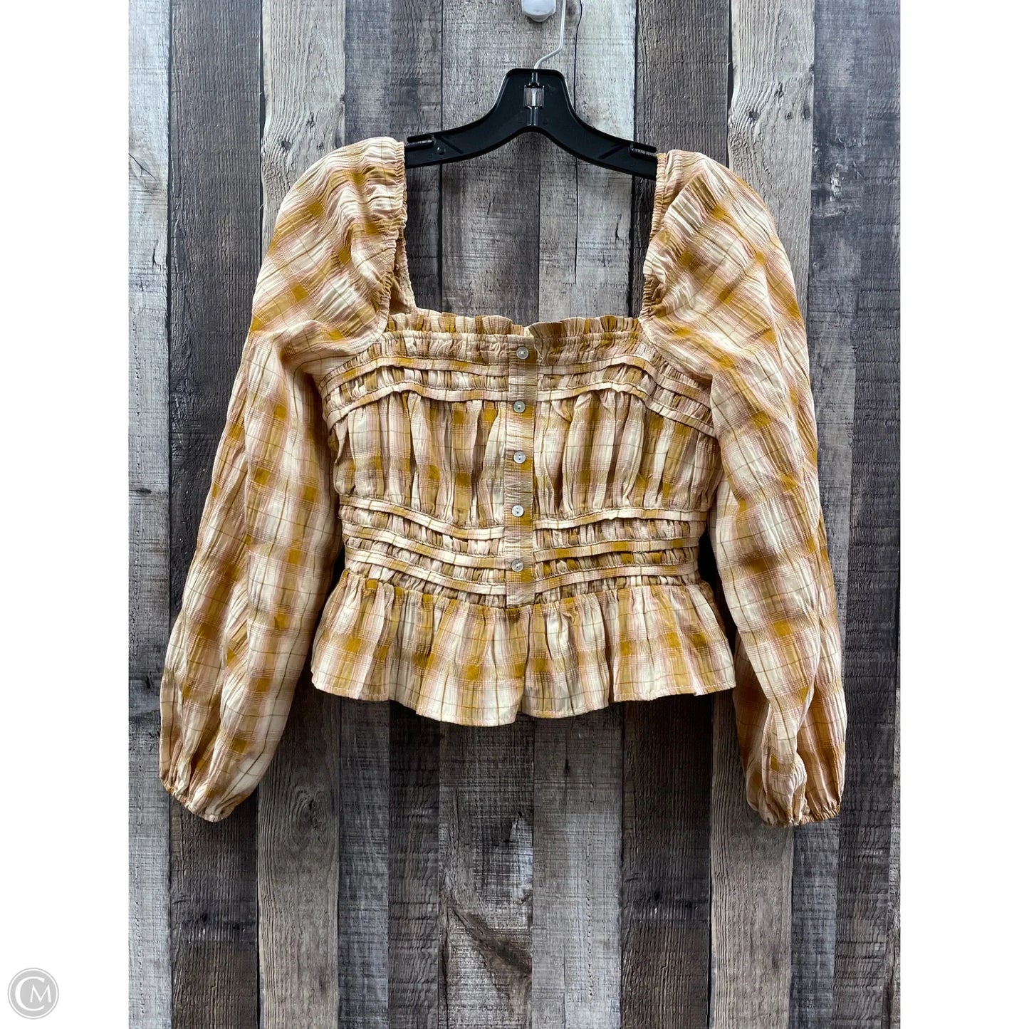 Top Long Sleeve By Bohme In Plaid Pattern, Size: S