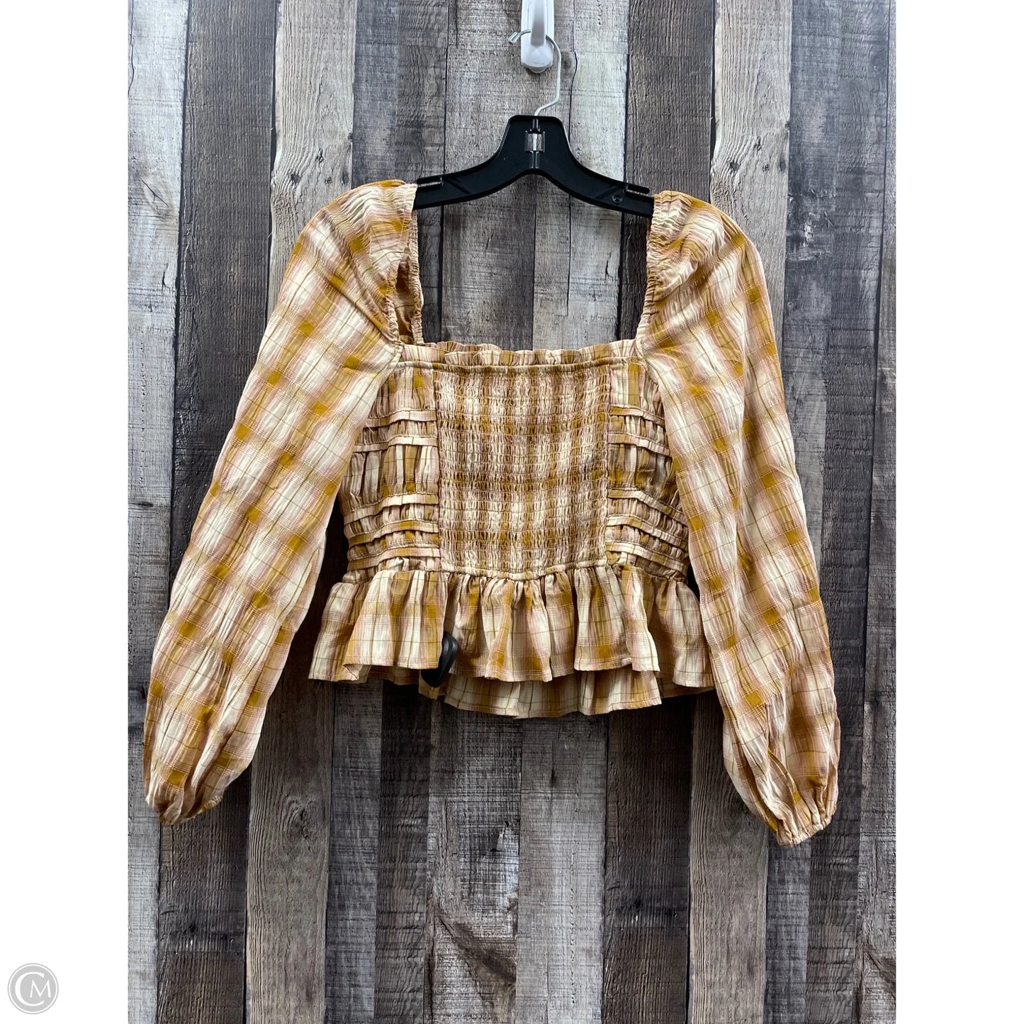 Top Long Sleeve By Bohme In Plaid Pattern, Size: S