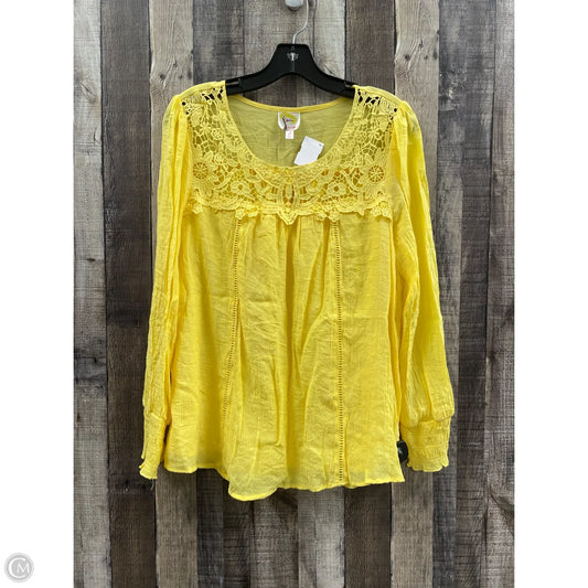 Top Long Sleeve By Cme In Yellow, Size: Xl