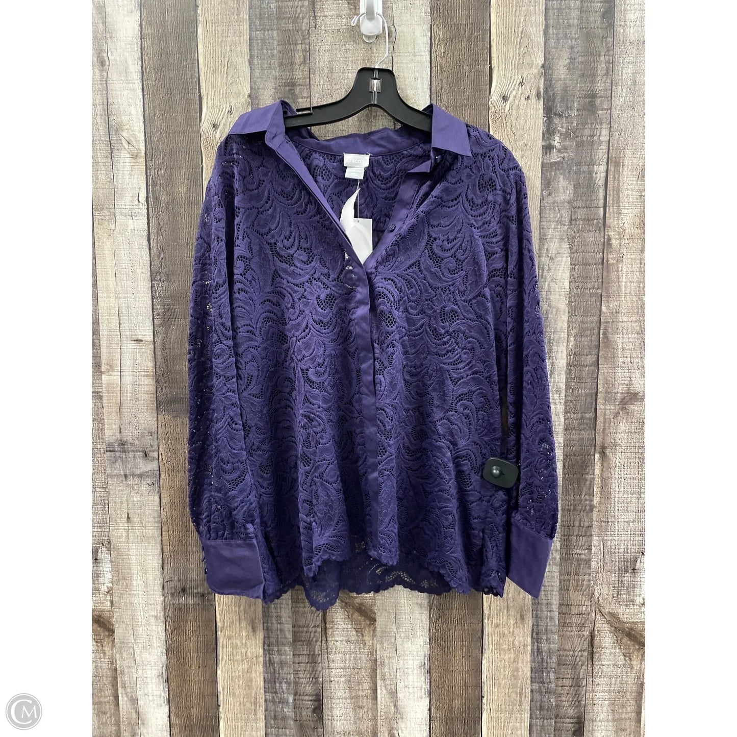 Top Long Sleeve By Chicos In Purple, Size: L
