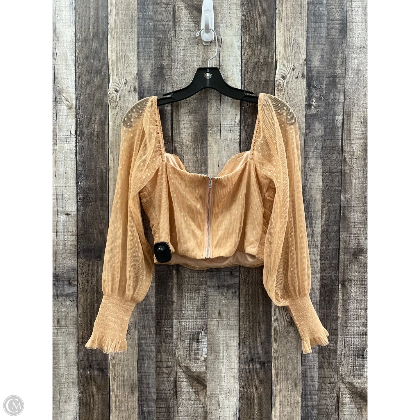 Top Long Sleeve By Cme In Brown, Size: M