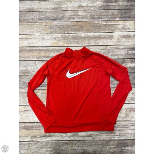 Athletic Top Long Sleeve Collar By Nike In Orange, Size: S