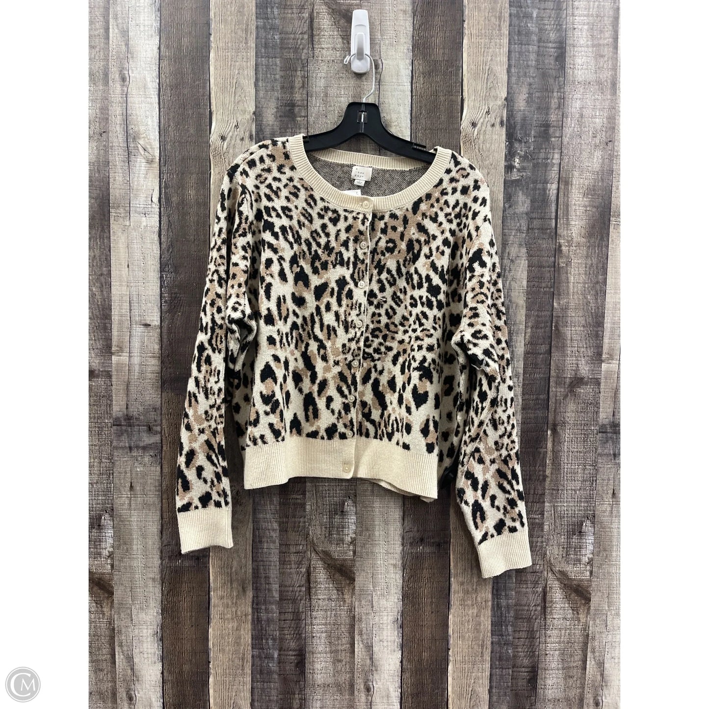 Sweater Cardigan By A New Day In Animal Print, Size: L