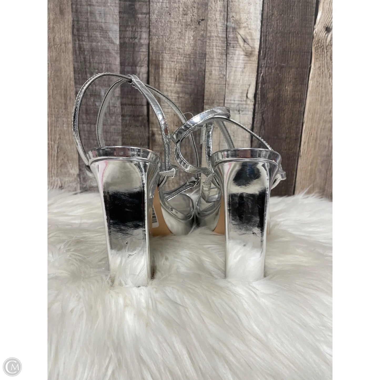 Sandals Heels Block By Nine West In Silver, Size: 9