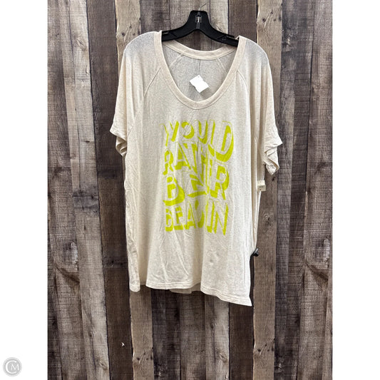 Top Short Sleeve By Aerie In Tan & Yellow, Size: M